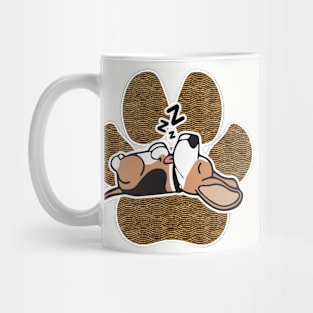 BEAGLE STICKERS CUTE PAW PRINT SLEEPING DOG DESIGN Mug